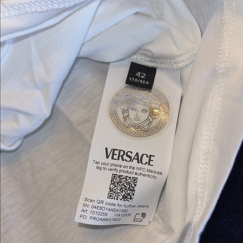 Versace White Crop Tee with Lime Green Logo - Picture 5 of 6